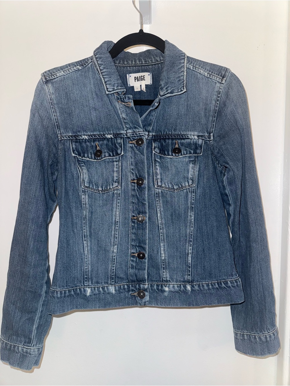 PAIGE Medium Blue Denim Trucker Jacket